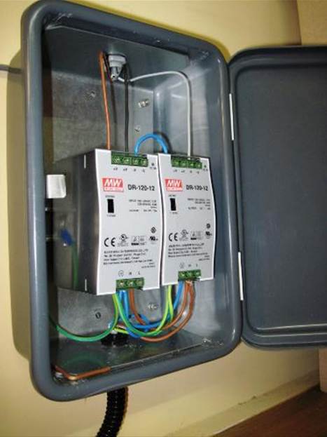 One of the 12v /24v twin 10A locking power supply cabinets.
www.EwhurstGreen.com 
